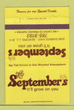 Matchbook Cover - September's Restaurant Seaford LI NY 40 Strike