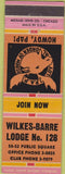 Matchbook Cover - Matchbook Cover Moose Lodge Wilkes Barre PA