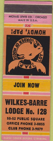 Matchbook Cover - Matchbook Cover Moose Lodge Wilkes Barre PA