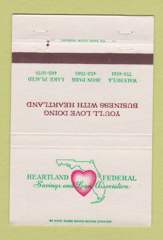 Matchbook Cover - Heartland Federal Savings Wauchula Avon FL 40 Strike