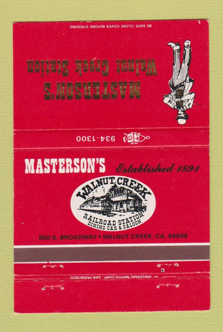 Matchbook Cover - Masterson's Walnut Creek Station CA 40 Strike