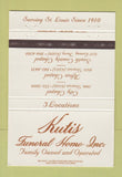 Matchbook Cover - Kutis Funeral Home ST Louis MO 40 Strike