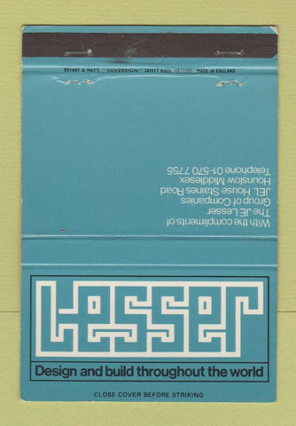 Matchbook Cover - Lesser Design Hounslow Middlesex UK England 40 Strike