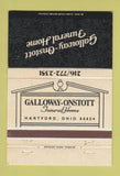 Matchbook Cover - Galloway Onstott Funeral Home Hartford OH 40 Strike