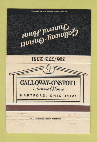 Matchbook Cover - Galloway Onstott Funeral Home Hartford OH 40 Strike