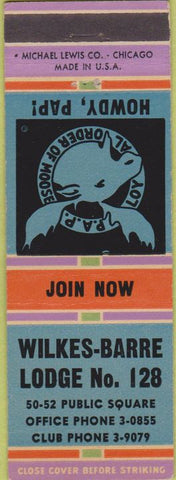 Matchbook Cover - Matchbook Cover Moose Lodge Wilkes Barre PA