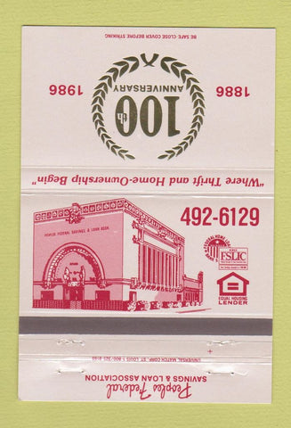 Matchbook Cover - Peoples Federal Savings 1986 40 Strike