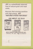 Matchbook Cover - Joy Dog Food Oakdale PA 40 Strike