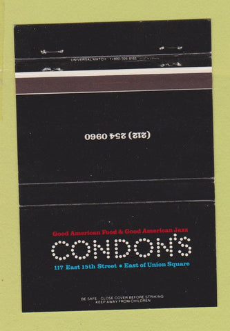 Matchbook Cover - Condon's Restaurant Jazz 40 Strike