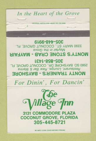 Matchbook Cover - Village Inn Coconut Grove FL 40 Strike