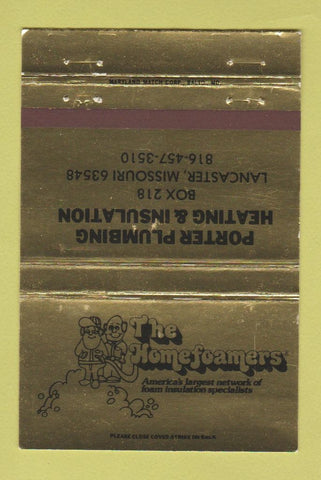 Matchbook Cover - Homefoamers Insulation Lancaster MO GOLD 40 Strike