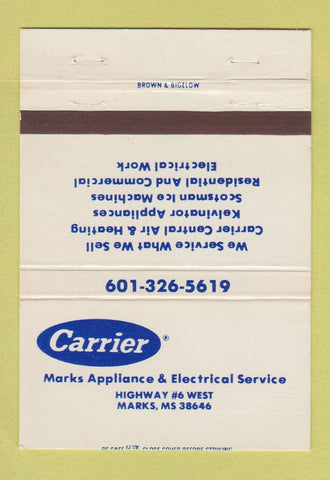 Matchbook Cover - Carrier Appliance Electrical Marks MS 40 Strike