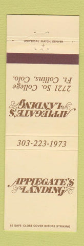 Matchbook Cover - Applegate's Landing Fort Collins Colorado