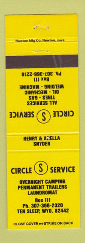 Matchbook Cover - Circle S Service auto repair Ten Sleep WY