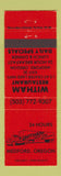 Matchbook Cover - Whitam Restaurant Medford OR truck stop