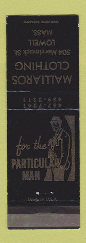 Matchbook Cover - Mallaros Clothing Lowell MA men's
