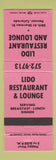 Matchbook Cover - Lido Restaurant Lounge Denver Colorado