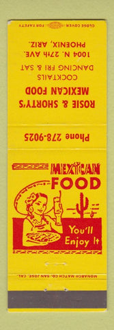 Matchbook Cover - Rose & Shorty's Mexican Food Phoenix AZ