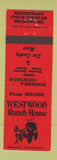 Matchbook Cover - Westwood Ranch House Belmont MI