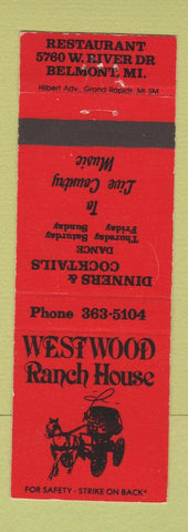 Matchbook Cover - Westwood Ranch House Belmont MI