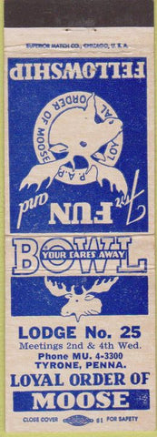 Matchbook Cover - Matchbook Cover Moose Lodge Tyrone PA