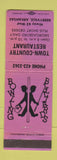 Matchbook Cover - Town Country Restaurant bowling Berryville AR WEAR