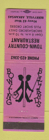 Matchbook Cover - Town Country Restaurant bowling Berryville AR WEAR
