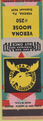 Matchbook Cover - Matchbook Cover Moose Lodge Verona PA