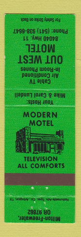 Matchbook Cover - Out West Motel Milton Freewater OR