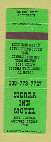 Matchbook Cover - Sierra Inn Motel Medford OR GREEN