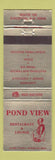 Matchbook Cover - Pond View Restaurant Lounge Kingston NH
