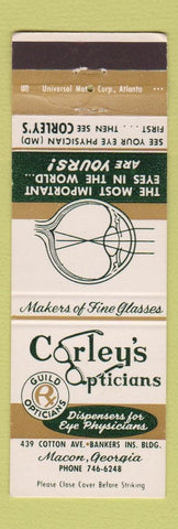 Matchbook Cover - Corley's Opticians Macon GA