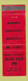 Matchbook Cover - Black Bass Inn New York City Drum & Connell's