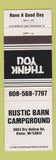 Matchbook Cover - Rustic Barn Camp Ground Kieler WI