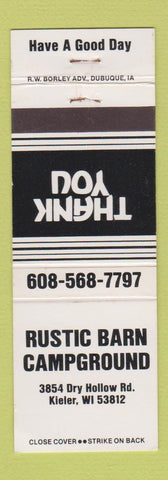 Matchbook Cover - Rustic Barn Camp Ground Kieler WI