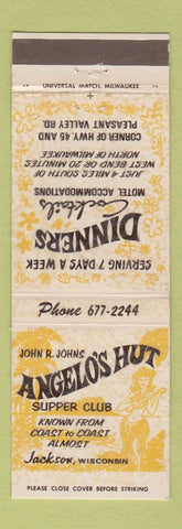 Matchbook Cover - Angelo's Hut Jackson WI