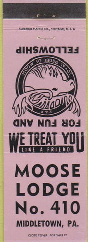 Matchbook Cover - Matchbook Cover Moose Lodge Middletown PA