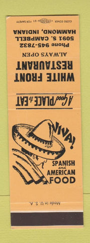 Matchbook Cover - White Front Restaurant Hammond IN SAMPLE