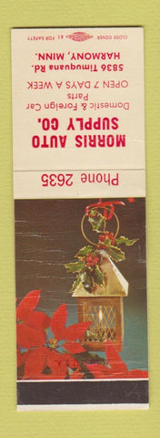 Matchbook Cover - Morris Auto Supply Harmony MN Christmas SAMPLE