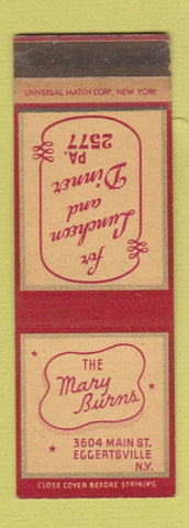 Matchbook Cover - Mary Burns Restaurant Eggertsville NY WORN SAMPLE