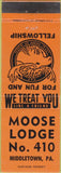 Matchbook Cover - Matchbook Cover Moose Lodge Middletown PA