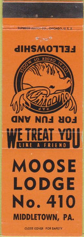 Matchbook Cover - Matchbook Cover Moose Lodge Middletown PA