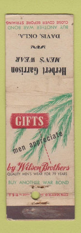 Matchbook Cover - Wilson Bros Men's Clothes Herbert Garrison Davis OK WEAR