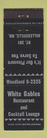 Matchbook Cover - White Gables Restaurant Millersville MD