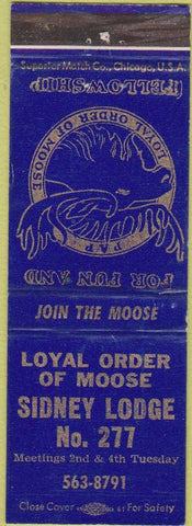 Matchbook Cover - Matchbook Cover Moose Lodge Sidney NY wear