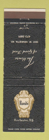 Matchbook Cover - Rund's Rochester NY