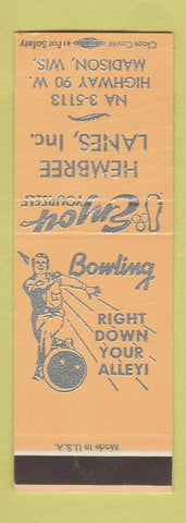 Matchbook Cover - Hembree Lanes Bowling Madison WI SAMPLE
