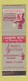 Matchbook Cover - Fairmore Music Vending Reading PA Cigarette