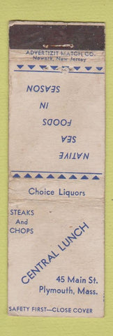 Matchbook Cover - General Lunch Plymouth MA WORN