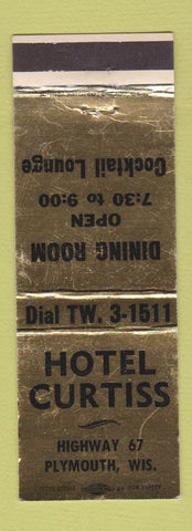 Matchbook Cover - Hotel Curtiss Plymouth WI WEAR